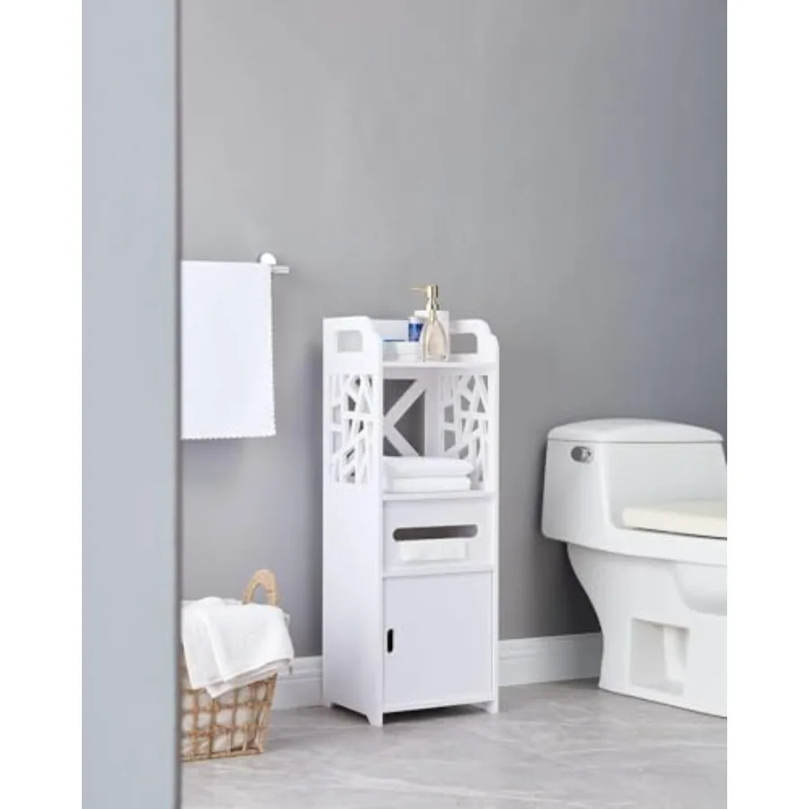 Waterproof Bathroom Floor Standing Storage Cabinet with Door and Shelf, White
Waterproof Bathroom Floor Standing Storage Cabinet with Door and Shelf, White