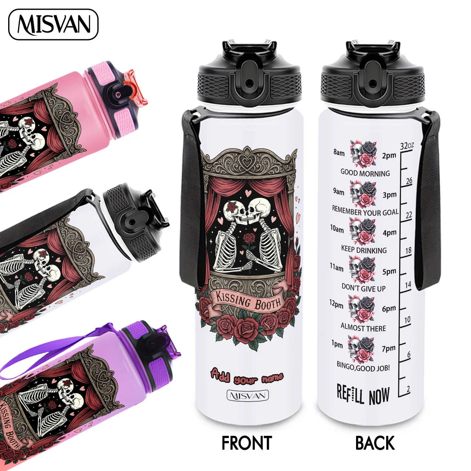 1PC, Skeleton Couple Kissing in Rose Frame ,32oz Gradient Water Bottle-Leak-Proof,HD Non-Peeling Pattern,Perfect for Sports,Fitn
1PC, Skeleton Couple Kissing in Rose Frame ,32oz Gradient Water Bottle-Leak-Proof,HD Non-Peeling Pattern,Perfect for Sports,Fitn
