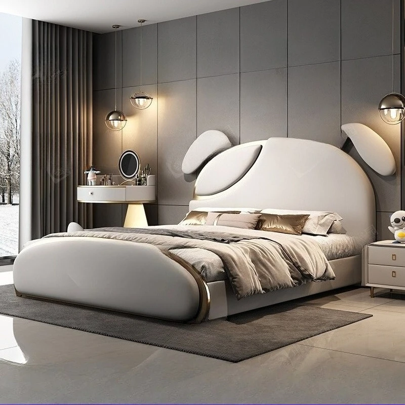 Light luxury leather, puppy ears children's bed, boys and girls student single
Light luxury leather, puppy ears children's bed, boys and girls student single
