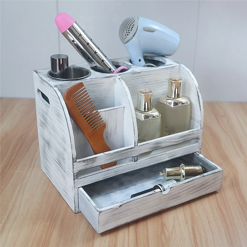 A34R 1 Piece Rustic Wood Hair Dryer Holder Vanity Box Bathroom Trays Hair Tools Supplies For Bathroom Countertop
A34R 1 Piece Rustic Wood Hair Dryer Holder Vanity Box Bathroom Trays Hair Tools Supplies For Bathroom Countertop