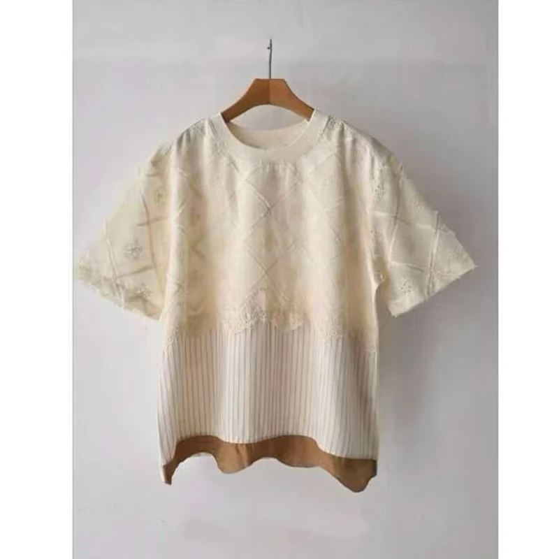 Loose Short Sleeve round Neck T-Shirt Women's Summer 2026 New Style Color Block Design Casual Fashion Slimming Versatile Top
Loose Short Sleeve round Neck T-Shirt Women's Summer 2026 New Style Color Block Design Casual Fashion Slimming Versatile Top
