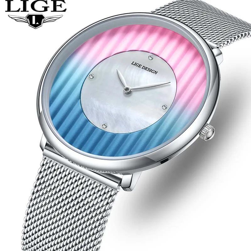 LIGE изысканные часы с градиентом женские кварцевые женские часы водонепроницаемые универсальные модные простые наручные часы женские reloj de mujer
LIGE изысканные часы с градиентом женские кварцевые женские часы водонепроницаемые универсальные модные простые наручные часы женские reloj de mujer