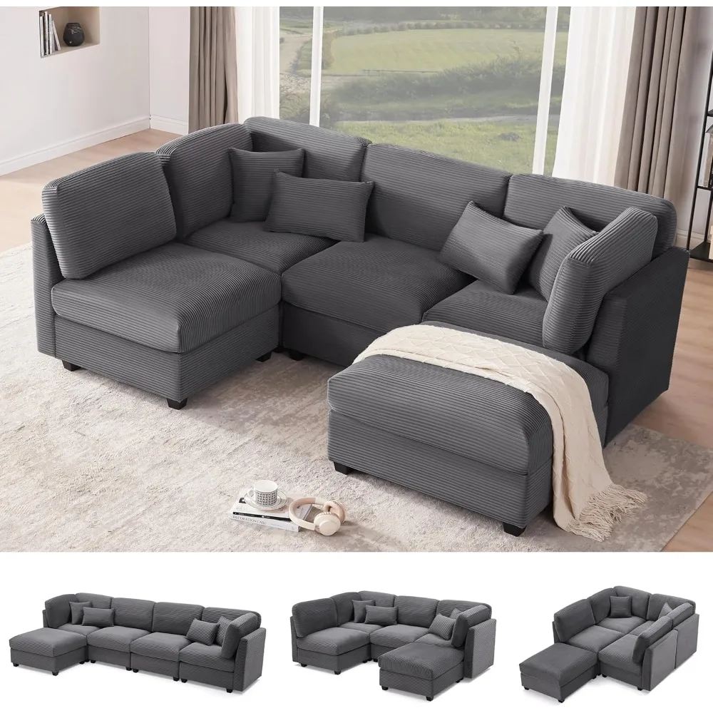 125 Inch Oversized Corduroy Sectional Sofa, U Shaped Sectional Sofa, 5 Seater Convertible Corduroy Sofa, Gray
125 Inch Oversized Corduroy Sectional Sofa, U Shaped Sectional Sofa, 5 Seater Convertible Corduroy Sofa, Gray