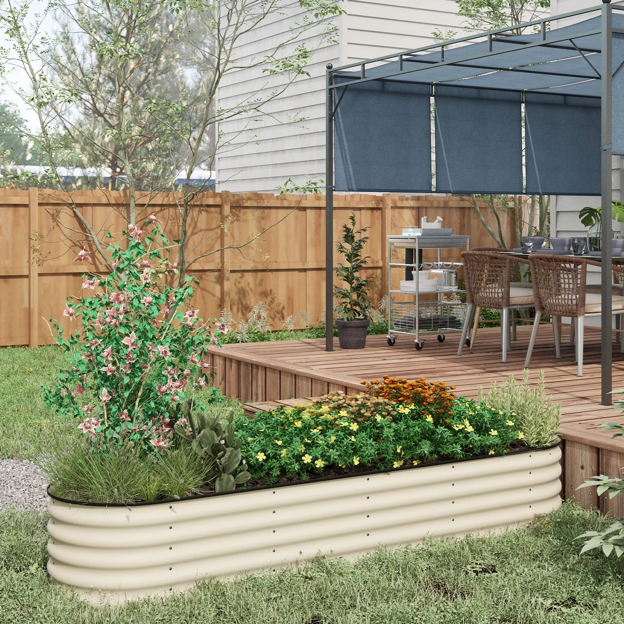 7.9' x 2' x 1.4' Galvanized Raised Garden Bed Kit, Metal Planter Box with Safety Edging, Cream
7.9' x 2' x 1.4' Galvanized Raised Garden Bed Kit, Metal Planter Box with Safety Edging, Cream