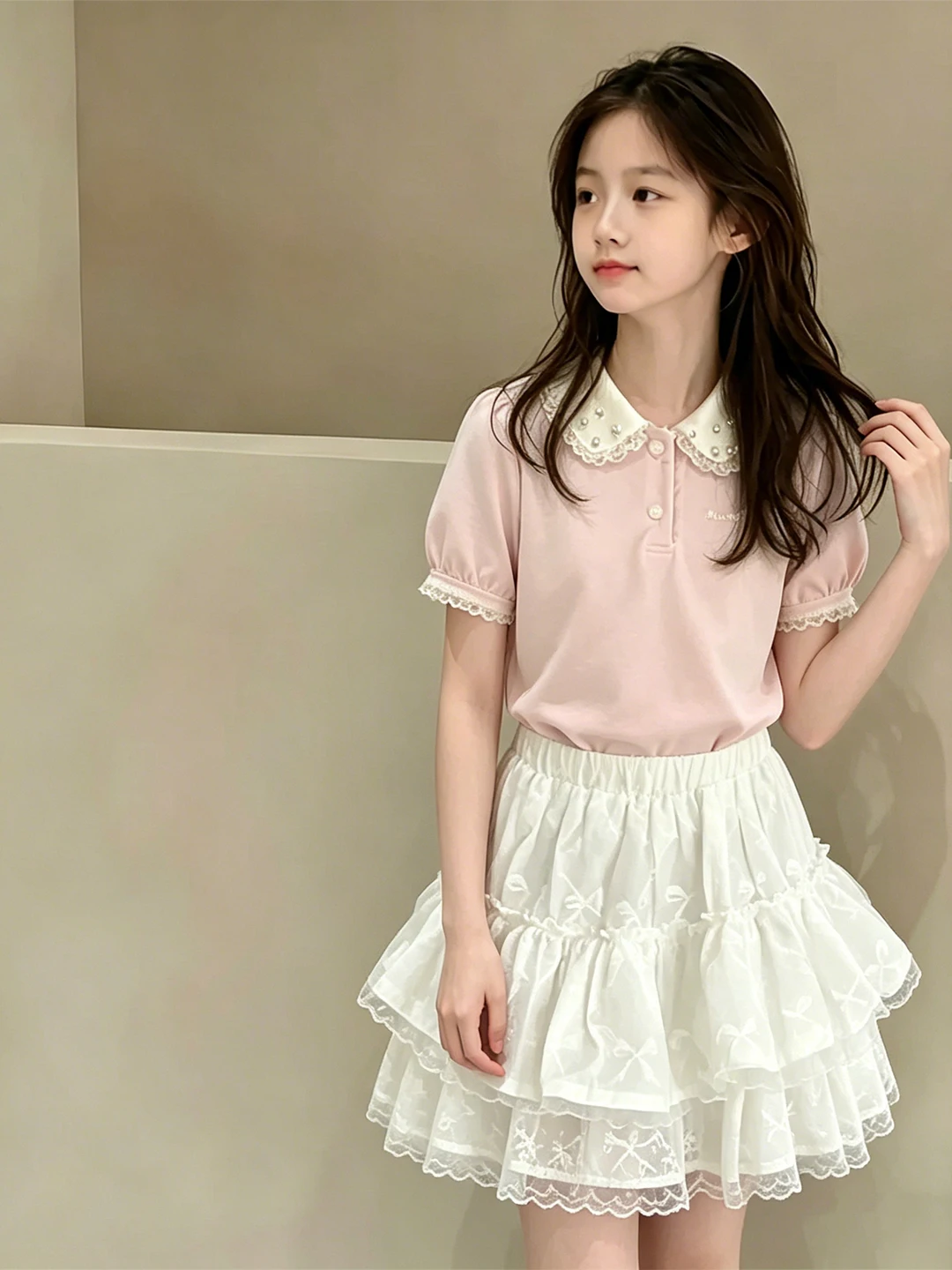 Girls Summer Outfit Sweet Lace Short Sleeve T-Shirt Half Skirt Fashionable Two-Piece Set Breathable Comfortable Lightweight C...
Girls Summer Outfit Sweet Lace Short Sleeve T-Shirt Half Skirt Fashionable Two-Piece Set Breathable Comfortable Lightweight C...