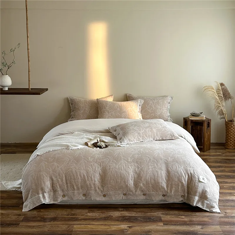 Soft Double Layered Cotton Linen Yarn Bedding Set Double Queen King Size Duvet Cover Flat/Fitted Bed Sheet Pillowcases 4Pcs
Soft Double Layered Cotton Linen Yarn Bedding Set Double Queen King Size Duvet Cover Flat/Fitted Bed Sheet Pillowcases 4Pcs