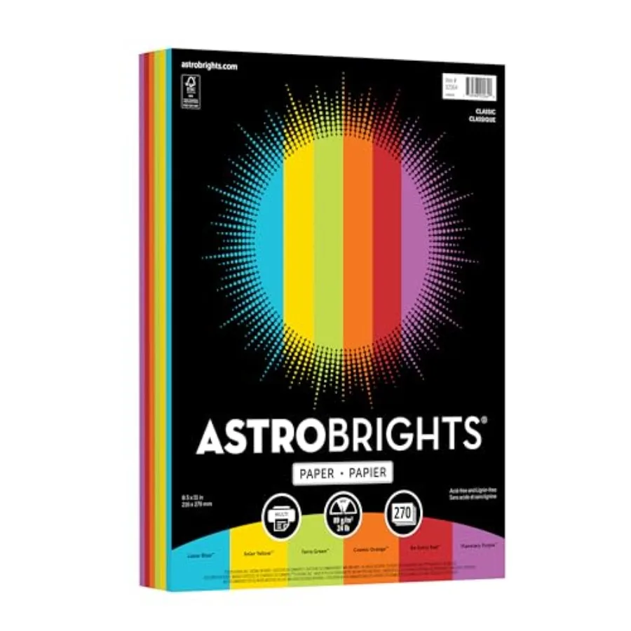 Colored Paper, Classic Assortment, 6-Colors, 24 lb./89 gsm, 8.5" x 11", 270 Sheets, Acid‑Free, Lignin‑Free, Perfect for School,
Colored Paper, Classic Assortment, 6-Colors, 24 lb./89 gsm, 8.5" x 11", 270 Sheets, Acid‑Free, Lignin‑Free, Perfect for School,