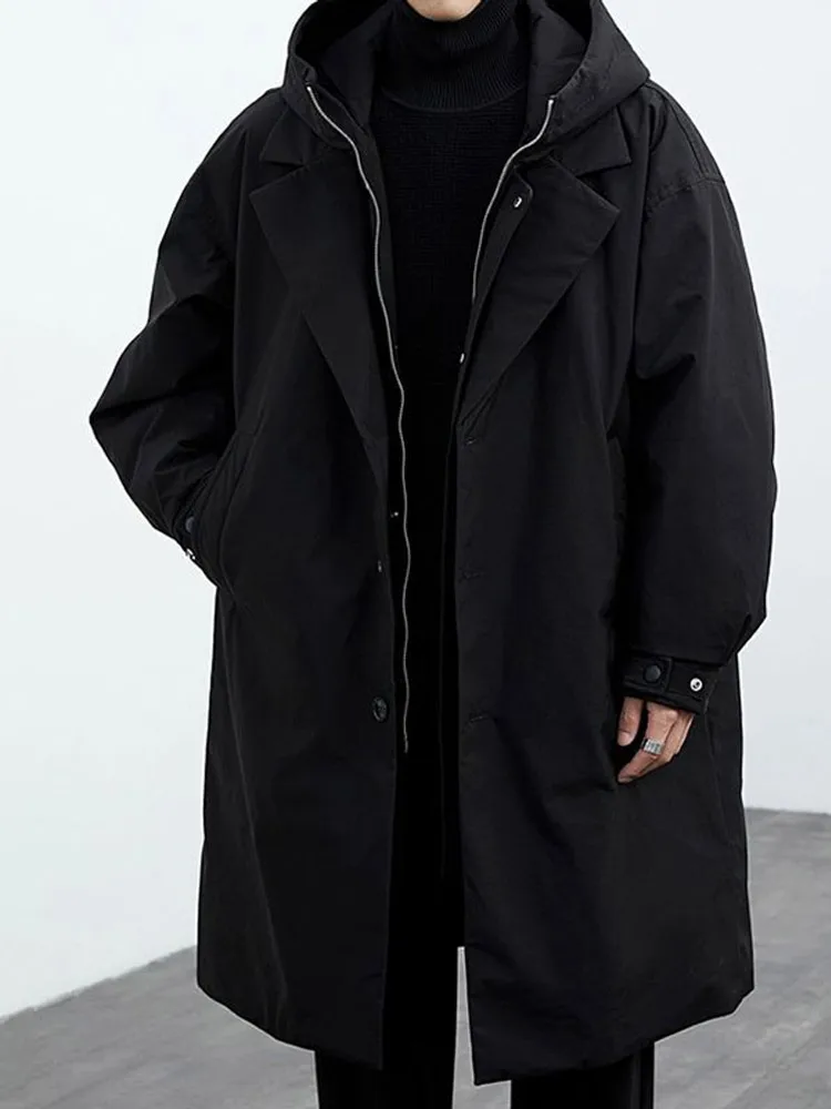 2024 Autumn Winter New Korean Style Fashion Trench Coat Men's Casual Loose Fake Two Pieces Hooded Medium Long Windbreaker
2024 Autumn Winter New Korean Style Fashion Trench Coat Men's Casual Loose Fake Two Pieces Hooded Medium Long Windbreaker