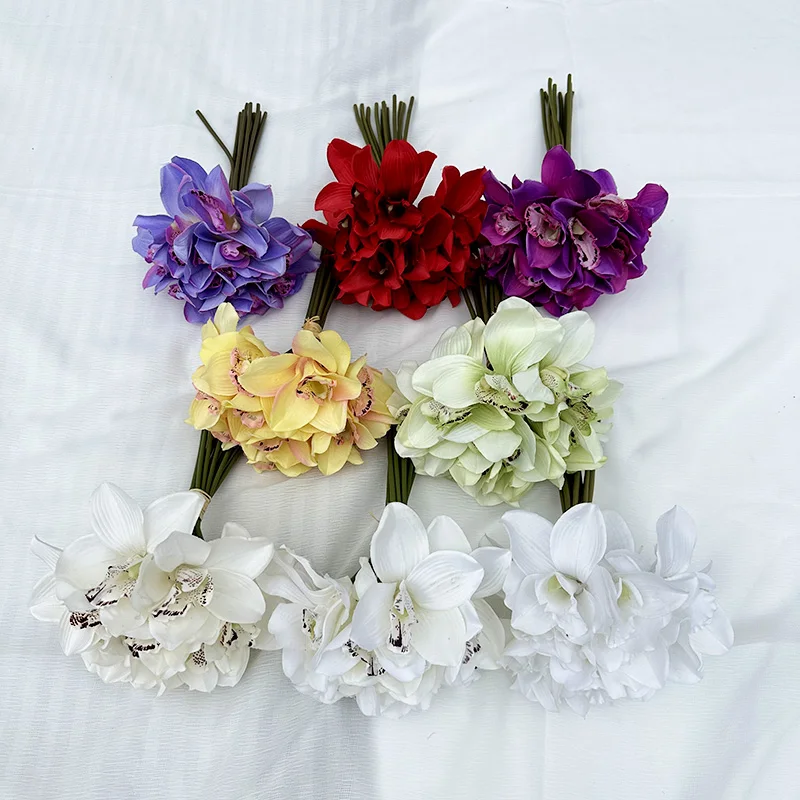 Home wedding decoration artificial flowers Meiyan 12 head Cymbidium bundle
Home wedding decoration artificial flowers Meiyan 12 head Cymbidium bundle