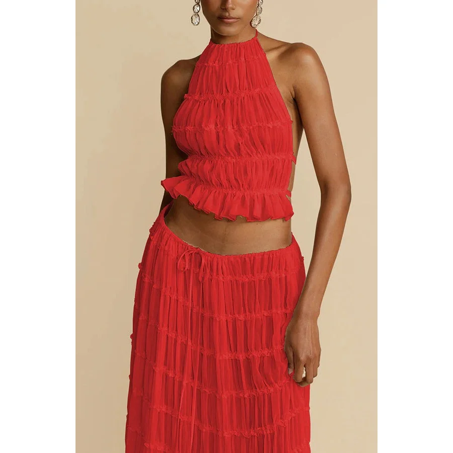 Sexy Multi-Color Backless Sleeveless Maxi Skirt Set Women's Summer Trend New Arrival High Waist Two-Piece Suit Casual Sportswear
Sexy Multi-Color Backless Sleeveless Maxi Skirt Set Women's Summer Trend New Arrival High Waist Two-Piece Suit Casual Sportswear