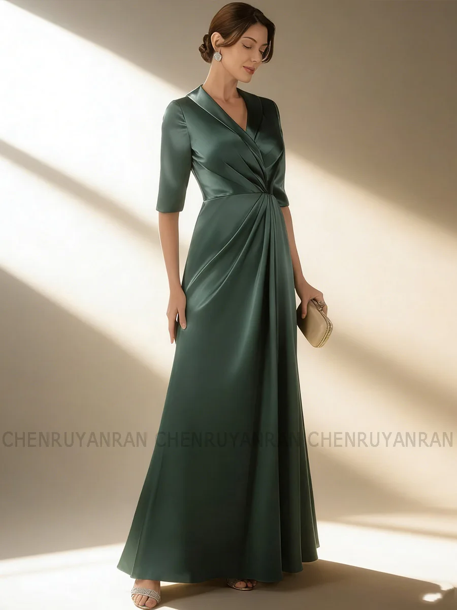 Green Elegant Mother Of The Bride Dresses 2026 Pleat Satin Women's Wedding Party Attire V-neck Long Wedding Guest Dresses Custom
Green Elegant Mother Of The Bride Dresses 2026 Pleat Satin Women's Wedding Party Attire V-neck Long Wedding Guest Dresses Custom