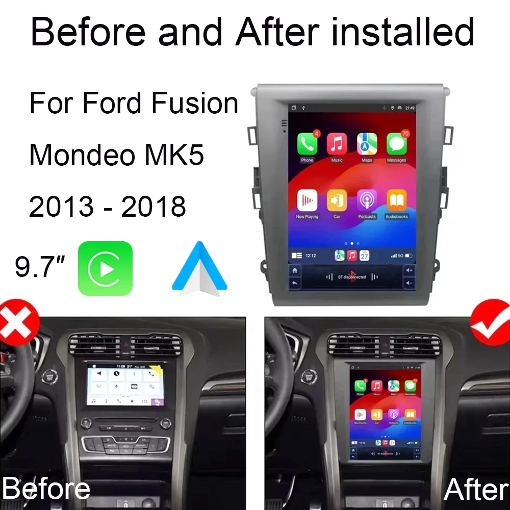 9.7 inch Android 12 For Ford Fusion Mondeo MK5 2013 - 2018 Car Radio Multimedia Video Player Navigation GPS 4G Wireless Carplay
9.7 inch Android 12 For Ford Fusion Mondeo MK5 2013 - 2018 Car Radio Multimedia Video Player Navigation GPS 4G Wireless Carplay