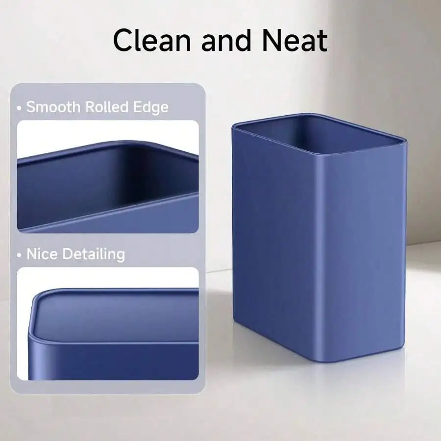 Slim Metal Trash Can 2.1 Gallon Bathroom Bedroom Office Kitchen Under Sink Matte Blue
Slim Metal Trash Can 2.1 Gallon Bathroom Bedroom Office Kitchen Under Sink Matte Blue