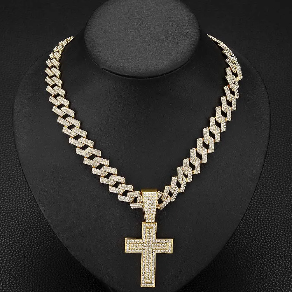 18 inch Cuban Link Chain Hip Hop Men Women Cross Pendant Necklace Iced Out Bling Chain Miami Rhombus Jewelry Gold Silver
18 inch Cuban Link Chain Hip Hop Men Women Cross Pendant Necklace Iced Out Bling Chain Miami Rhombus Jewelry Gold Silver