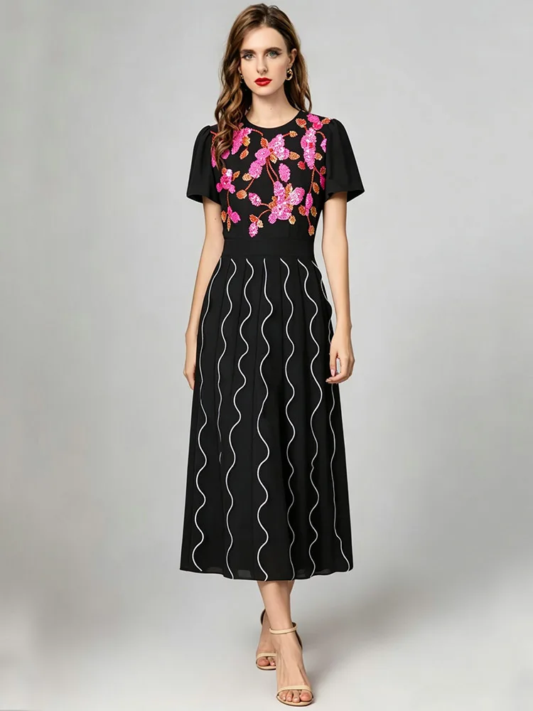 JUNLINNA Women Summer Dress High Street Lady Elegant Sequins Embroidery Panelled Sliming Vestidos Party Holiday
JUNLINNA Women Summer Dress High Street Lady Elegant Sequins Embroidery Panelled Sliming Vestidos Party Holiday