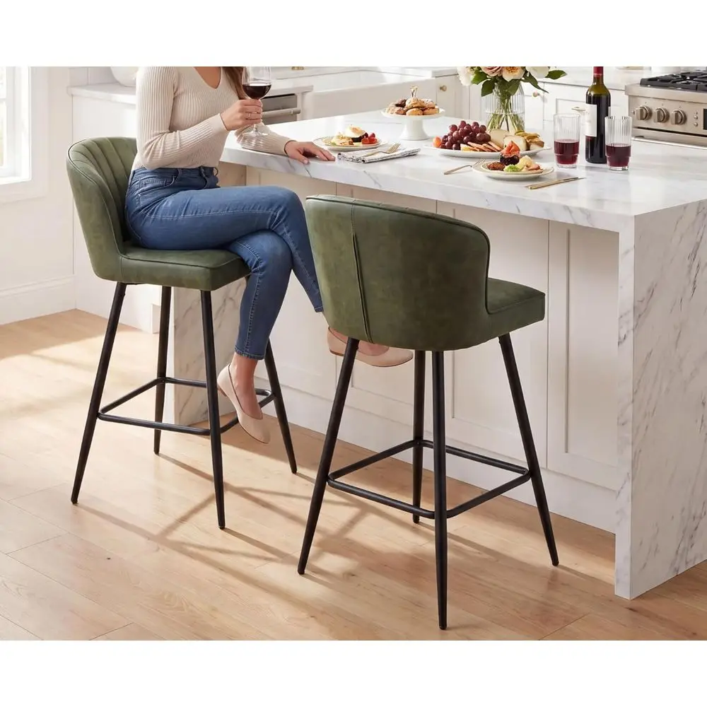 Set of 2 Leather Upholstered Counter Height Bar Stools with Metal Footrests - Comfortable for Kitchen Counter/Home Bar/Dining Ro
Set of 2 Leather Upholstered Counter Height Bar Stools with Metal Footrests - Comfortable for Kitchen Counter/Home Bar/Dining Ro