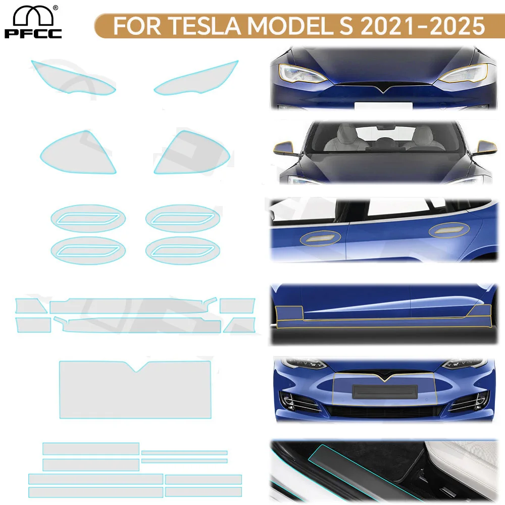 For Tesla Model S 2021-2025 Headlight Rearview Door Handle TPU Paint Protection Film Anti-Scratch Pre-cut Clear PPF Resistant
For Tesla Model S 2021-2025 Headlight Rearview Door Handle TPU Paint Protection Film Anti-Scratch Pre-cut Clear PPF Resistant