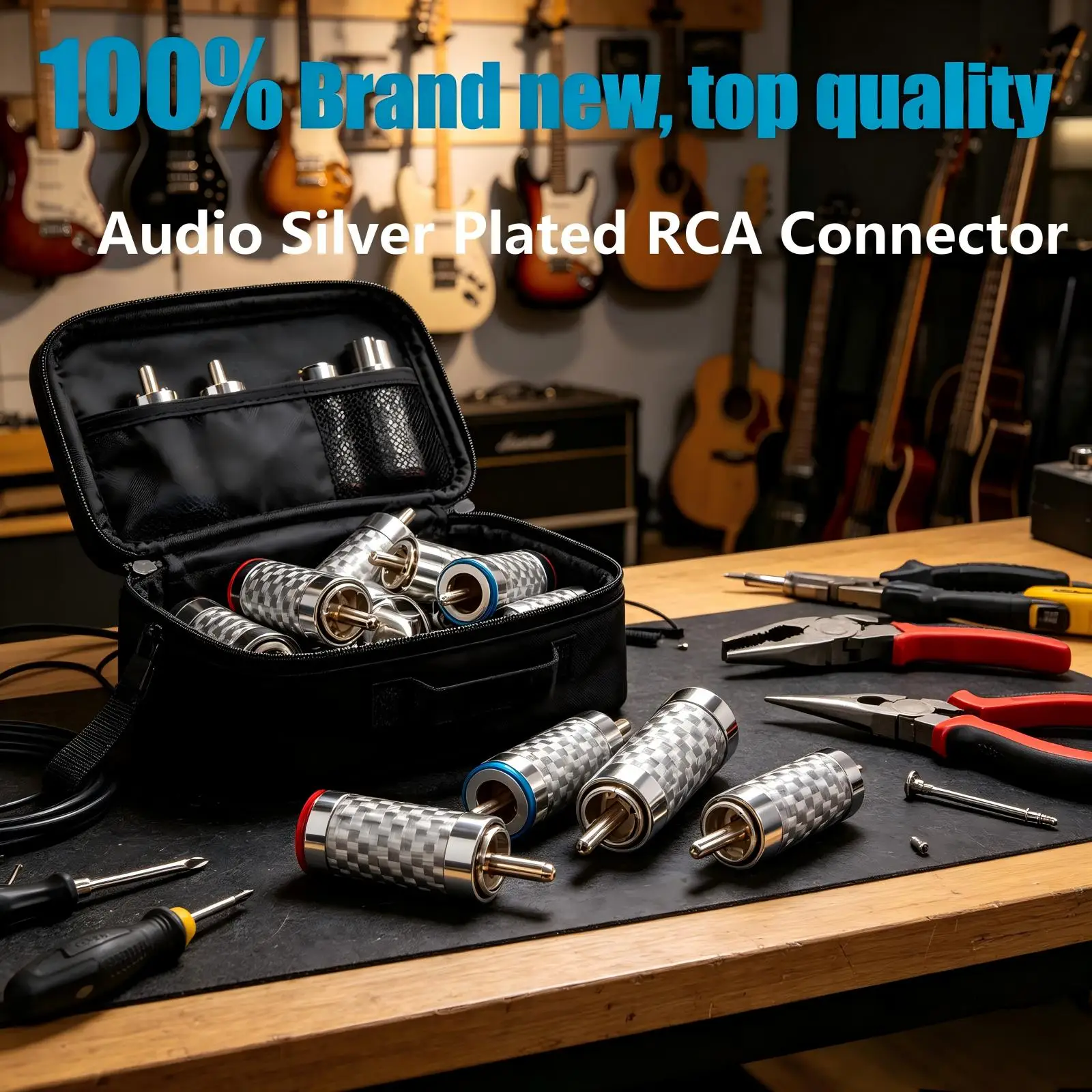 Preffiair R1779 HiFi Audio Silver Plated RCA Brass Signal Cable Connector Soldered Carbon Fibre Shell RCA Male Plugs
Preffiair R1779 HiFi Audio Silver Plated RCA Brass Signal Cable Connector Soldered Carbon Fibre Shell RCA Male Plugs