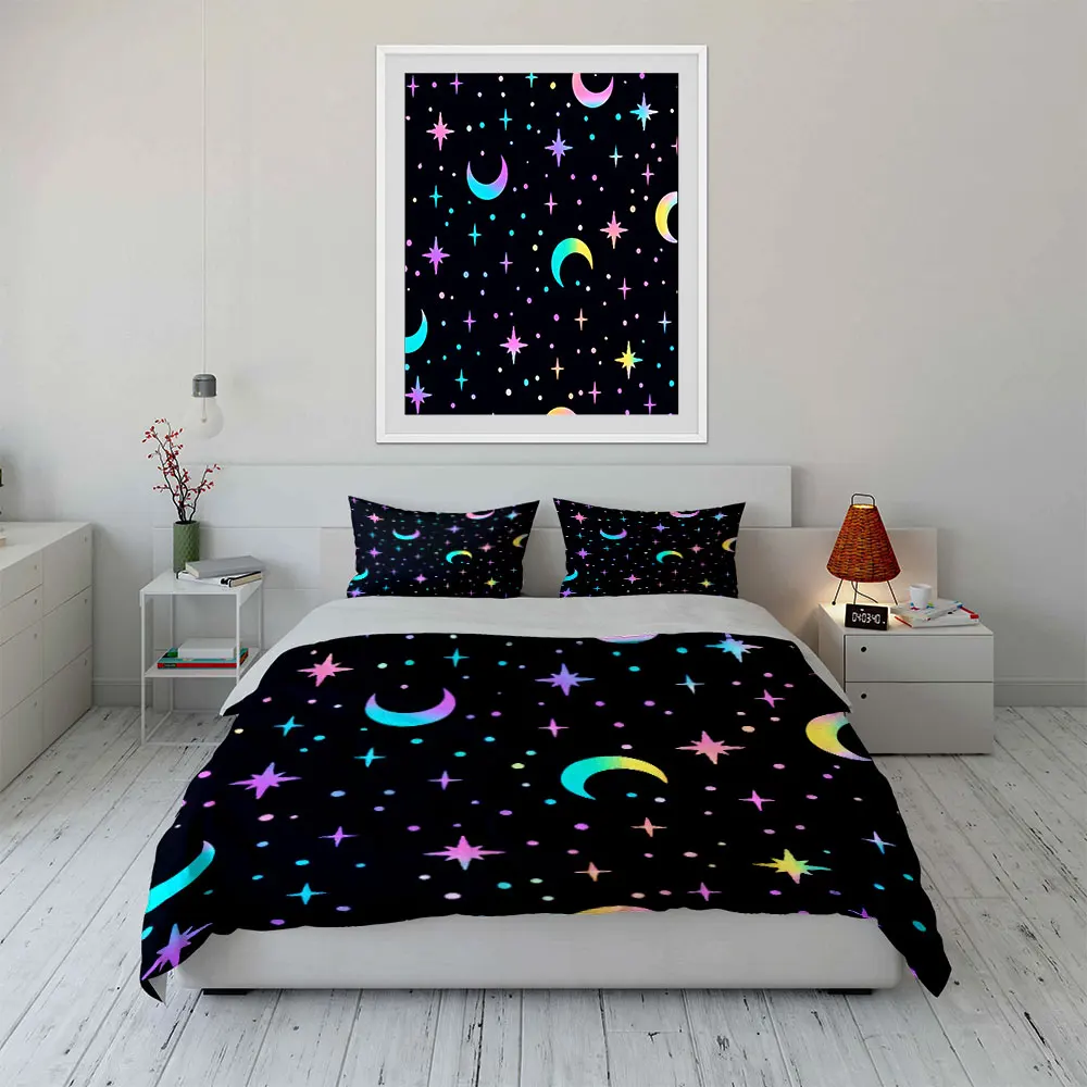 Colorful Moon and Star Set Bedding Set with 1 Duvet Cover 2 Pillowcases Single Double King Queen, Gift
Colorful Moon and Star Set Bedding Set with 1 Duvet Cover 2 Pillowcases Single Double King Queen, Gift