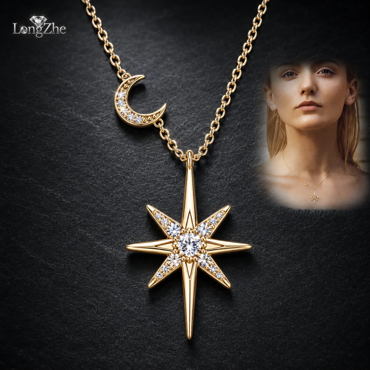 LongZhe S925 Silver Moissanite Star Necklace 0.28CT Moon Star Pendant Gold White Color GRA Diamond Tester Passed Gift
LongZhe S925 Silver Moissanite Star Necklace 0.28CT Moon Star Pendant Gold White Color GRA Diamond Tester Passed Gift
