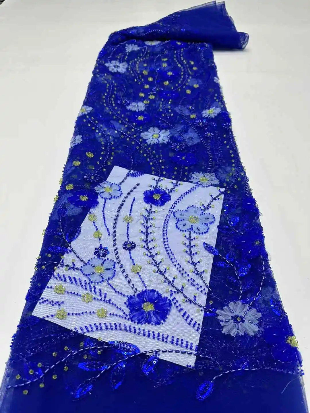 Blue Lace Fabric Luxury Fabric African 5 Yards With Beads Tulle Net Sequins Lace Fabric For Wedding Party Dress
Blue Lace Fabric Luxury Fabric African 5 Yards With Beads Tulle Net Sequins Lace Fabric For Wedding Party Dress