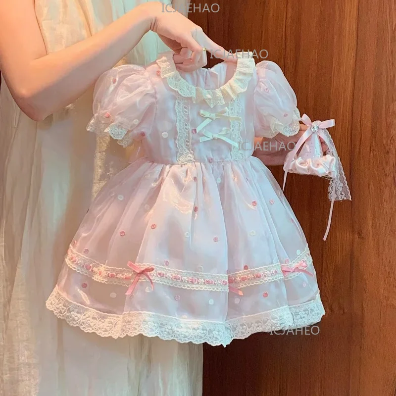 Children Girls Sweet Pink Puff Sleeve Lolita Dress Costume Summer New Lace Princess Tutu Gown Pageant Elegant Birthday Party
Children Girls Sweet Pink Puff Sleeve Lolita Dress Costume Summer New Lace Princess Tutu Gown Pageant Elegant Birthday Party