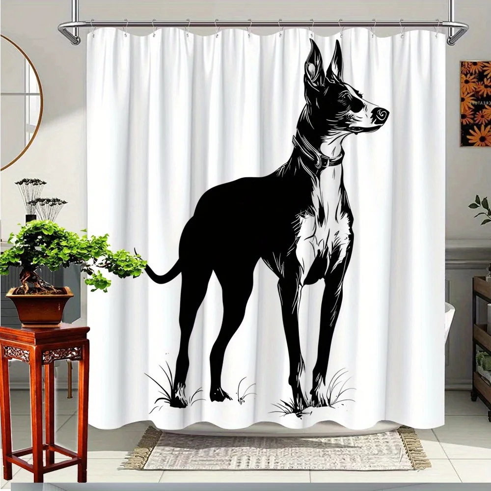 1pc Dog Silhouette Shower Curtain - Artistic Black & White Bathroom Decor, Polyester Fabric with 12 Hooks, 70.8x70.8 Inches,
1pc Dog Silhouette Shower Curtain - Artistic Black & White Bathroom Decor, Polyester Fabric with 12 Hooks, 70.8x70.8 Inches,