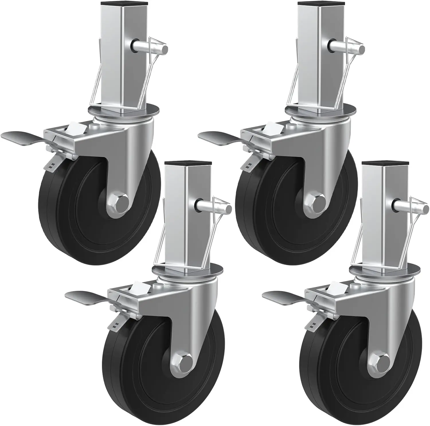 5 Inch Heavy Duty Scaffold Wheels, Set of 4 with Dual Locking Brakes, Rubber Casters for 6ft Baker Scaffold, 440LBS Capacity
5 Inch Heavy Duty Scaffold Wheels, Set of 4 with Dual Locking Brakes, Rubber Casters for 6ft Baker Scaffold, 440LBS Capacity