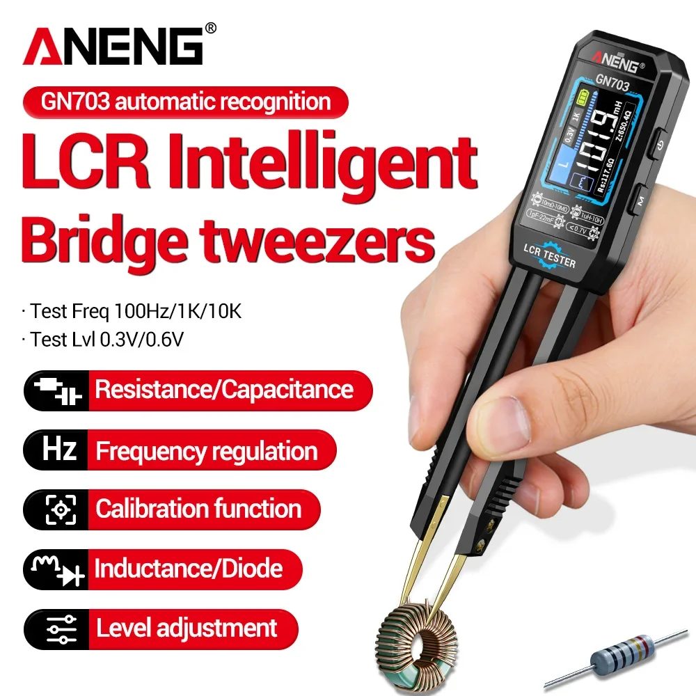 High precision portable LCR digital bridge 100Hz/1kHz/10kHz three frequency adjustable electronic component maintenance tool
High precision portable LCR digital bridge 100Hz/1kHz/10kHz three frequency adjustable electronic component maintenance tool