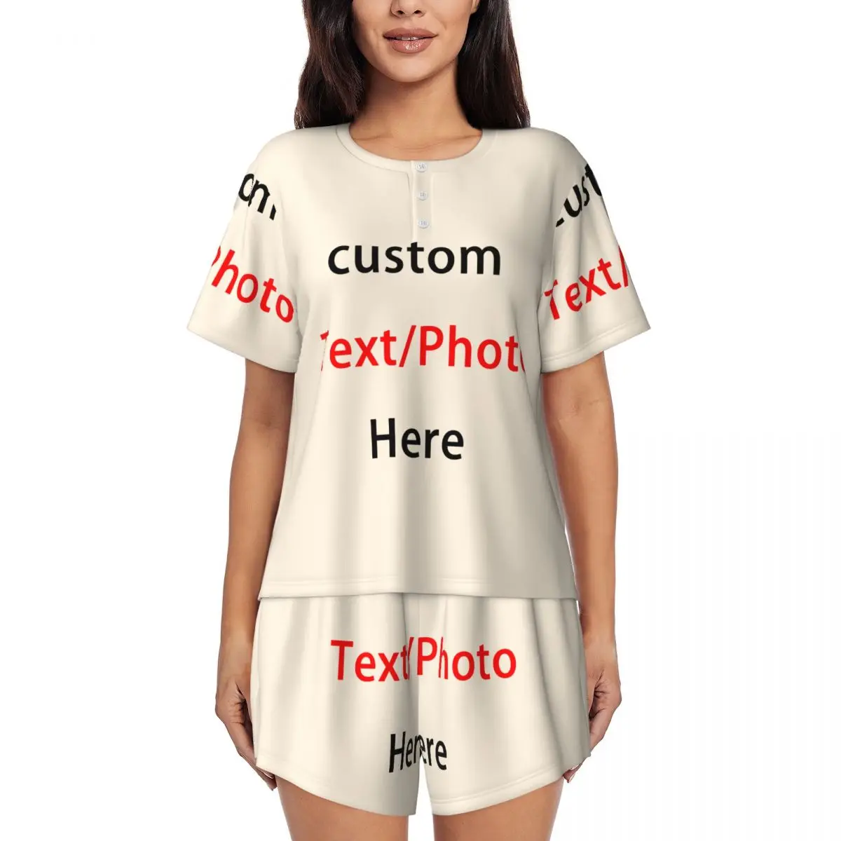 Custom Custom Photo Text Here Pajamas Set for Women 2-Piece Short Sleeve Sleepwear Loungewear PJS Shorts Sets
Custom Custom Photo Text Here Pajamas Set for Women 2-Piece Short Sleeve Sleepwear Loungewear PJS Shorts Sets