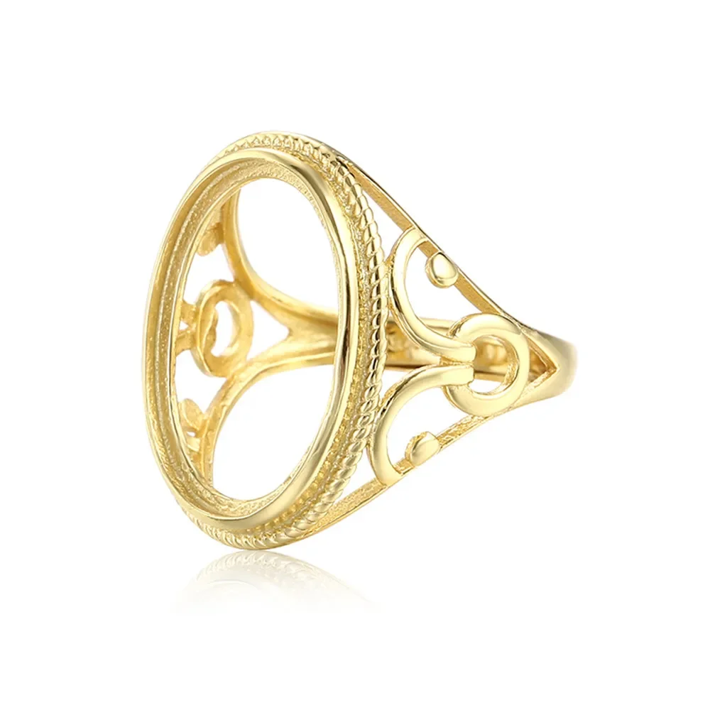 Ring Setting for 14X19mm Oval Cabochons Gold Plated 925 Silver Adjustable Ring Base
Ring Setting for 14X19mm Oval Cabochons Gold Plated 925 Silver Adjustable Ring Base