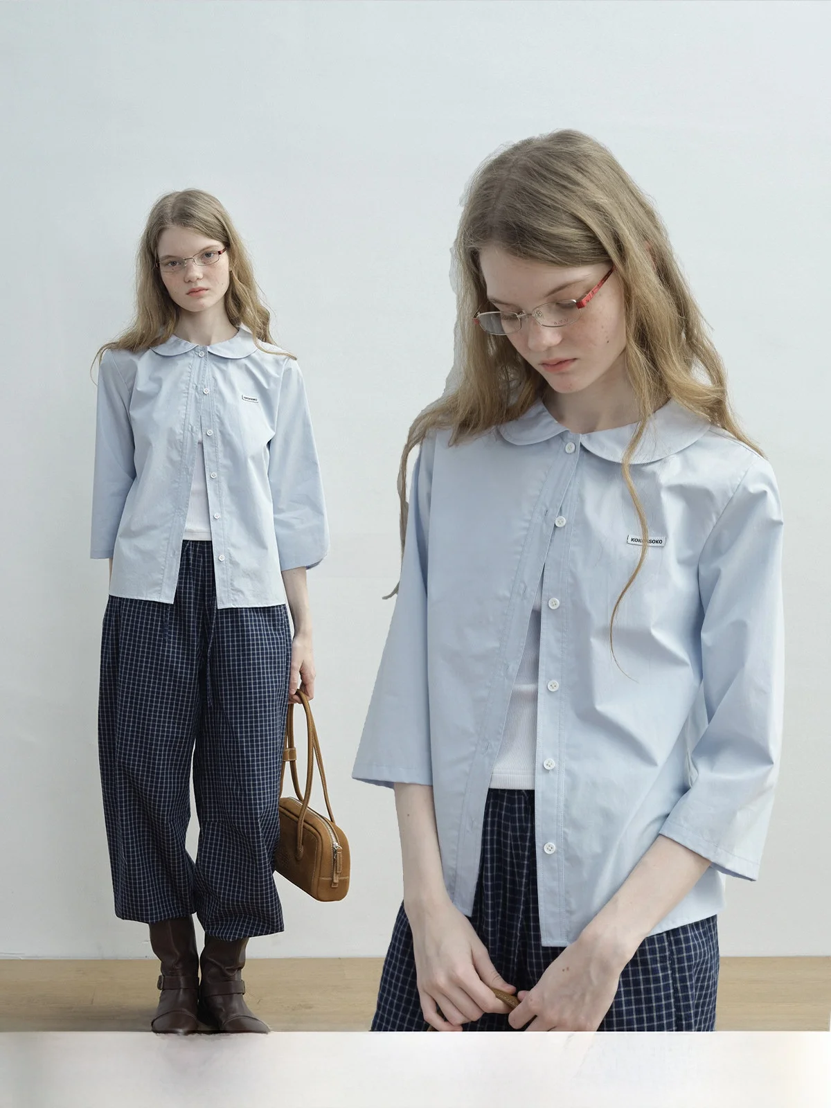 Kokoasoko Blue irt with Puff Collar Loose ort Sve Women's Spring Summer New Sle Cotton Blend Comfortable Breathable
Kokoasoko Blue irt with Puff Collar Loose ort Sve Women's Spring Summer New Sle Cotton Blend Comfortable Breathable