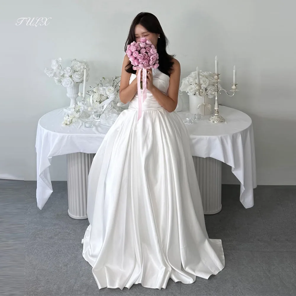 TULX Elegant Ivory Satin Wedding Dress Korea Photo Shoot Strapless A line Long Bridal Gowns Corset Customized 웨딩드레스 2026
TULX Elegant Ivory Satin Wedding Dress Korea Photo Shoot Strapless A line Long Bridal Gowns Corset Customized 웨딩드레스 2026