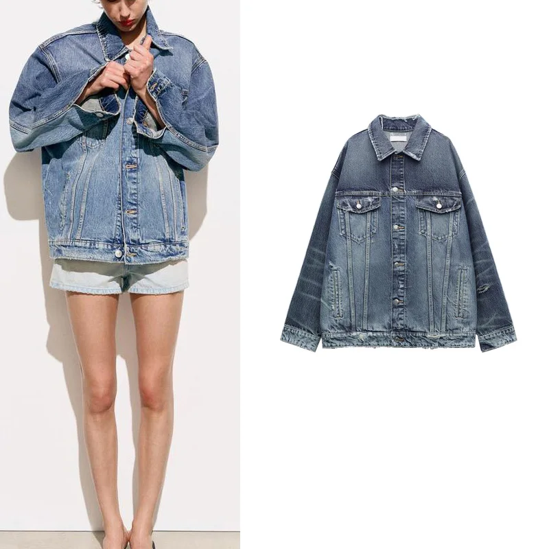 Spring New Arrival Loose Fit Casual Vintage Hong Kong Sle Women's Denim Jaet Streetwear Polyester Fiber Long Sve Coat
Spring New Arrival Loose Fit Casual Vintage Hong Kong Sle Women's Denim Jaet Streetwear Polyester Fiber Long Sve Coat