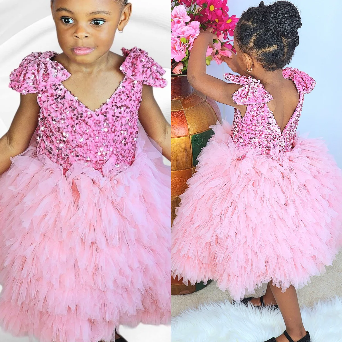 Pink Sequined Flower Girl Dresses Tiered Tulle Customized Litter Kids Ball Gowns Girls Birthday Dress For Wedding
Pink Sequined Flower Girl Dresses Tiered Tulle Customized Litter Kids Ball Gowns Girls Birthday Dress For Wedding