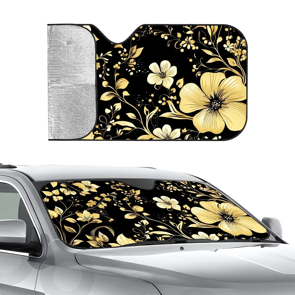 Black Gold Pattern Flower Car SunSha Heat-insulating Aluminum Film Windshield Sunshas UV Rays Blocks Car Sun Visor Protector
Black Gold Pattern Flower Car SunSha Heat-insulating Aluminum Film Windshield Sunshas UV Rays Blocks Car Sun Visor Protector