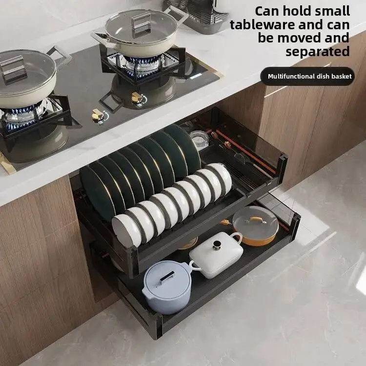 Thickened Aluminum Alloy Double Drawer Dish Rack Kitchen Cabinet Storage Basket
Thickened Aluminum Alloy Double Drawer Dish Rack Kitchen Cabinet Storage Basket