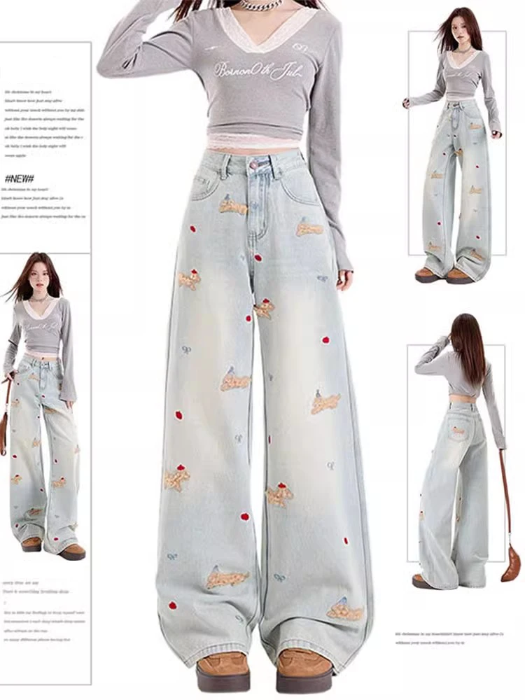 Джинсы больших размеров на подкладке Fce, женские широкие брюки с высокой талией, повседневные брюки с вышивкой колбасы и собаки, осенняя мода
Джинсы больших размеров на подкладке Fce, женские широкие брюки с высокой талией, повседневные брюки с вышивкой колбасы и собаки, осенняя мода