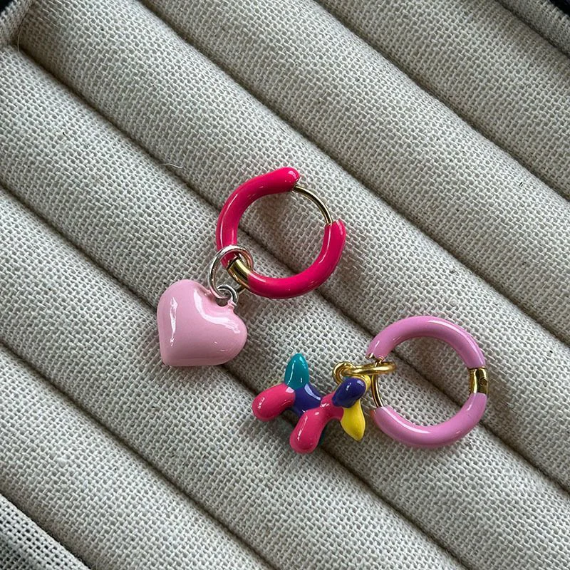 Colorful Drop Oil Balloon Dog Earrings Heart Asymmetrical Design Exquisite Creativity Sweet Ear Buttons Women's Dopamine Jewelry
Colorful Drop Oil Balloon Dog Earrings Heart Asymmetrical Design Exquisite Creativity Sweet Ear Buttons Women's Dopamine Jewelry