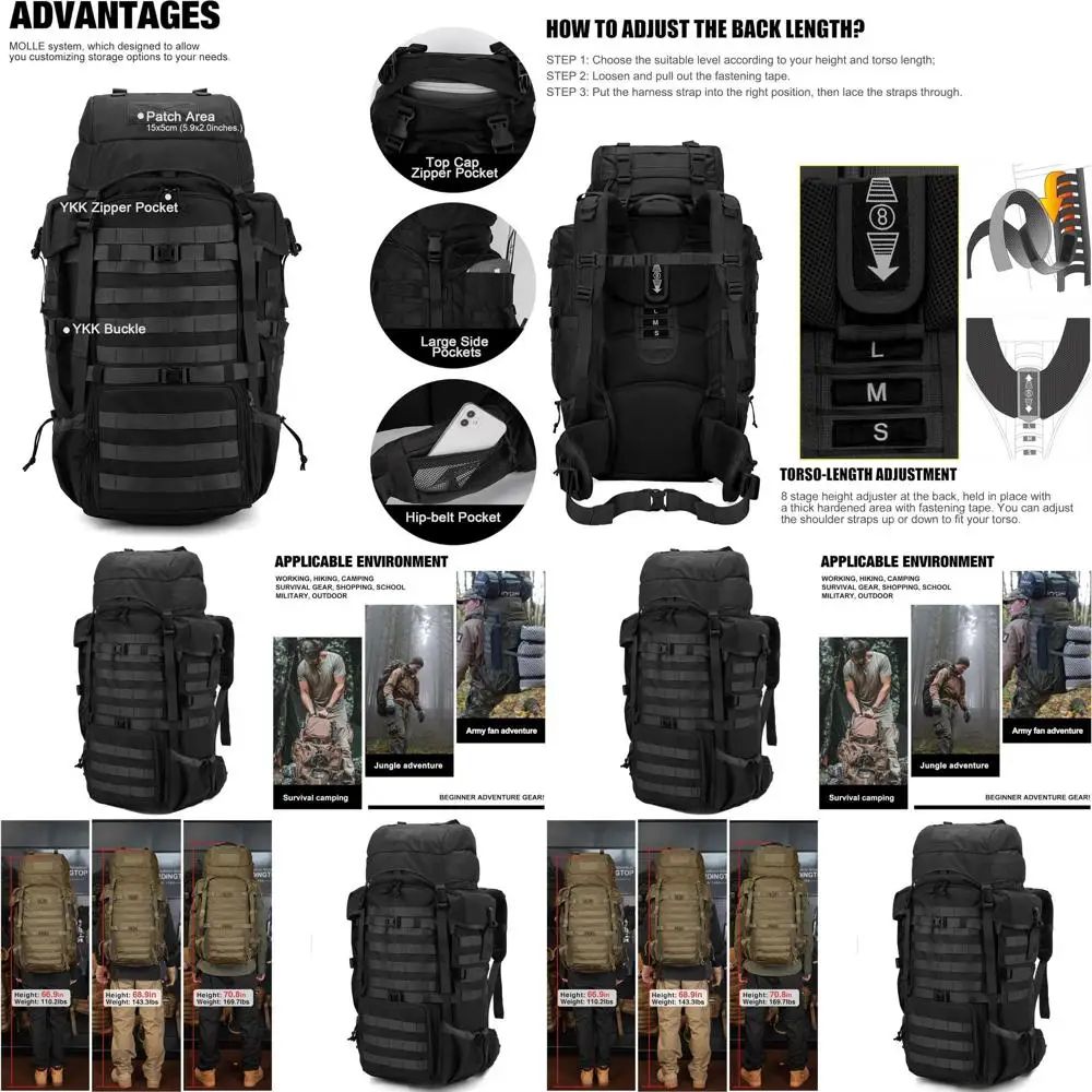 70L Large Capacity Backpack for Outdoor Adventures with Rain Cover
70L Large Capacity Backpack for Outdoor Adventures with Rain Cover