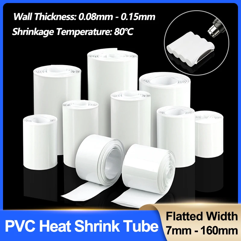 1m ~ 20m White PVC Heat Shrink Tube 7mm ~ 160mm 18650 Lipo Battery Pack Cable Sleeve Lithium Insulated Film Wrap Case Protection
1m ~ 20m White PVC Heat Shrink Tube 7mm ~ 160mm 18650 Lipo Battery Pack Cable Sleeve Lithium Insulated Film Wrap Case Protection