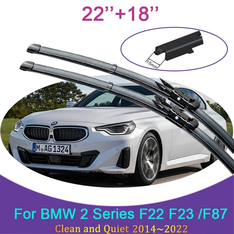 For BMW 2 Series F22 F23 F87 2014~2022 2018 2019 Frameless Rubber Wipers Snow Scraping Front Windshield Brushes Car Accessories 
For BMW 2 Series F22 F23 F87 2014~2022 2018 2019 Frameless Rubber Wipers Snow Scraping Front Windshield Brushes Car Accessories