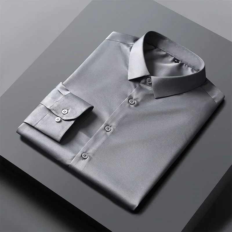 O451 Gray high-end ice silk shirt men's long-sleeved work clothes no-iron anti-wrinkle
O451 Gray high-end ice silk shirt men's long-sleeved work clothes no-iron anti-wrinkle