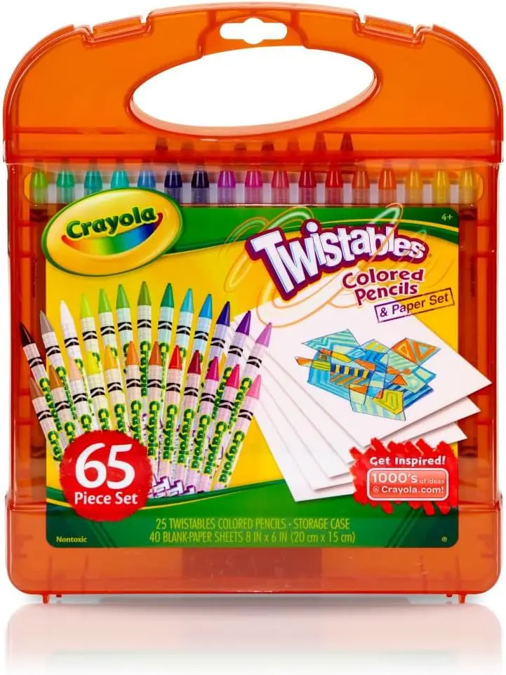 Crayola Twistables Colored Pencils Set 65 Pieces, Kids Drawing Kit, Portable Art Case, No Sharpening Needed, Coloring Supplies
Crayola Twistables Colored Pencils Set 65 Pieces, Kids Drawing Kit, Portable Art Case, No Sharpening Needed, Coloring Supplies
