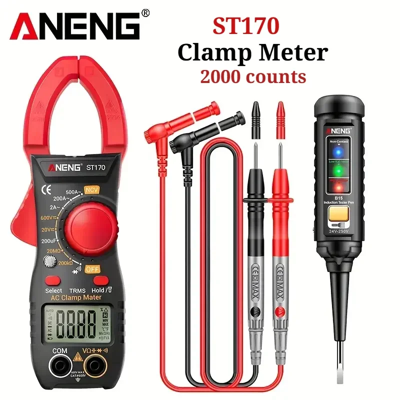 ANENG ST170 Clamp Meter Multimeter With HD Backlight Display Screen Mini Amperimetric Clamp Tester Noncontact Electrician Tools
ANENG ST170 Clamp Meter Multimeter With HD Backlight Display Screen Mini Amperimetric Clamp Tester Noncontact Electrician Tools