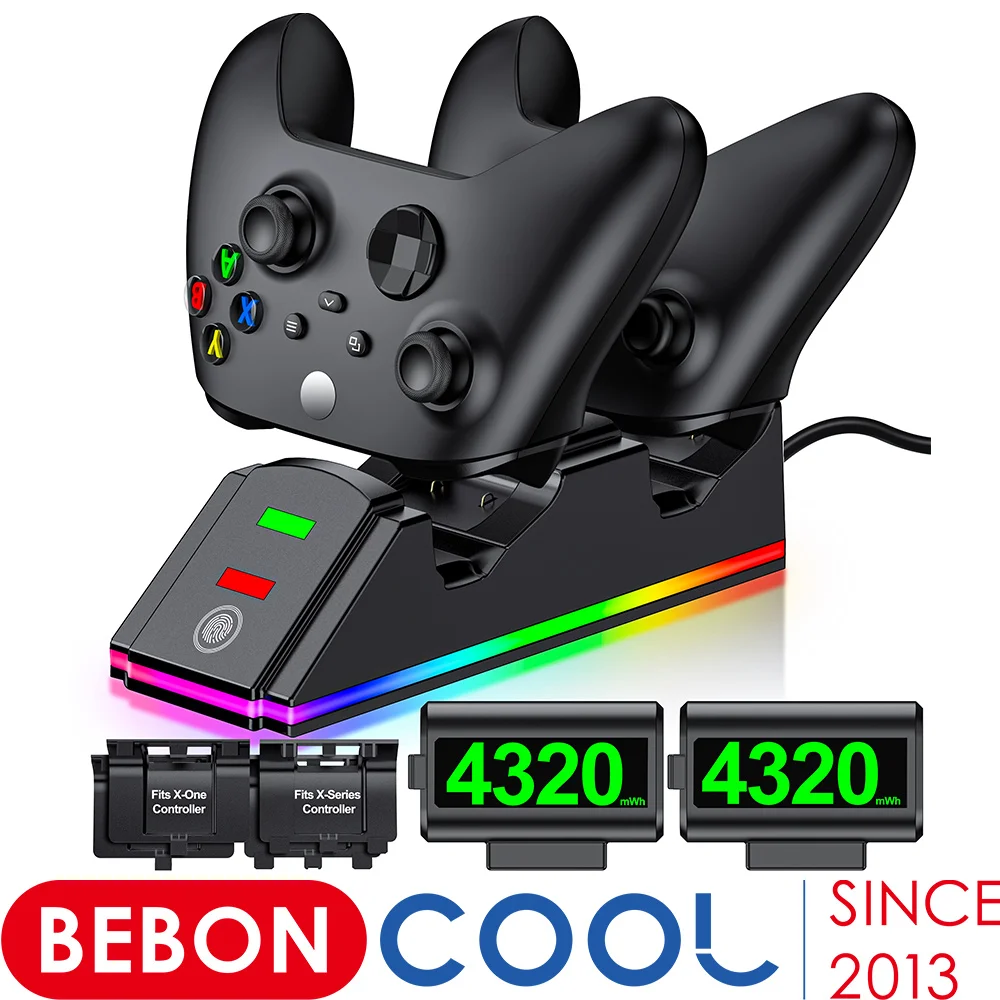 Аккумуляторные батареи BEBONCOOL для контроллеров Xbox One X/S/Elite/Series X/S, зарядное устройство для геймпадов Xbox One, 2x4320 мВт·ч
Аккумуляторные батареи BEBONCOOL для контроллеров Xbox One X/S/Elite/Series X/S, зарядное устройство для геймпадов Xbox One, 2x4320 мВт·ч