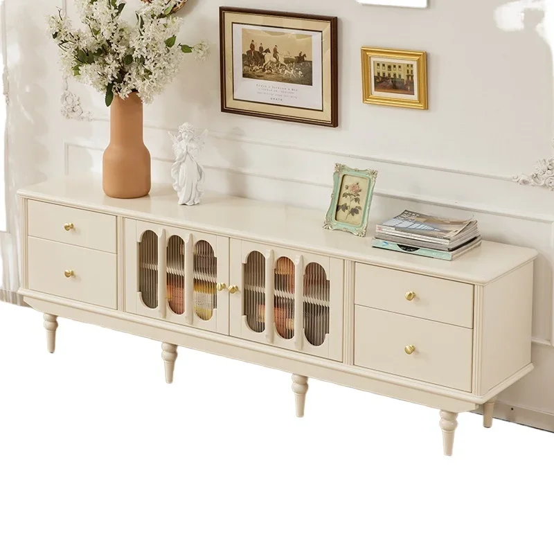 French retro cream powder all solid wood TV cabinet living room light luxury American small apartment coffee
French retro cream powder all solid wood TV cabinet living room light luxury American small apartment coffee