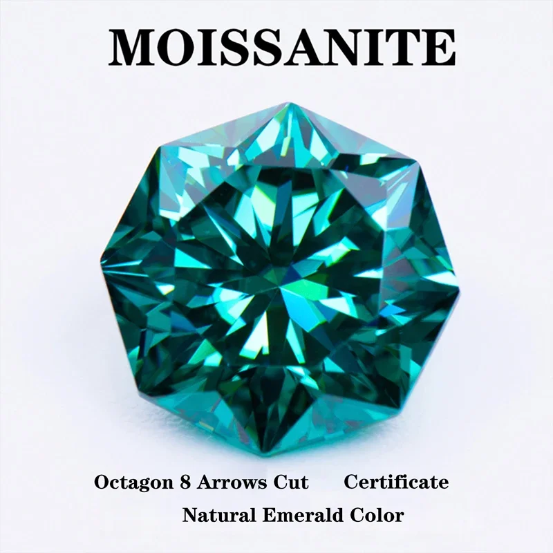 Moissanite Stone Octagon 8 Arrows Shape Natural Emerald Green Color DIY Ring Necklace Earrings Main Materials with Certificate
Moissanite Stone Octagon 8 Arrows Shape Natural Emerald Green Color DIY Ring Necklace Earrings Main Materials with Certificate