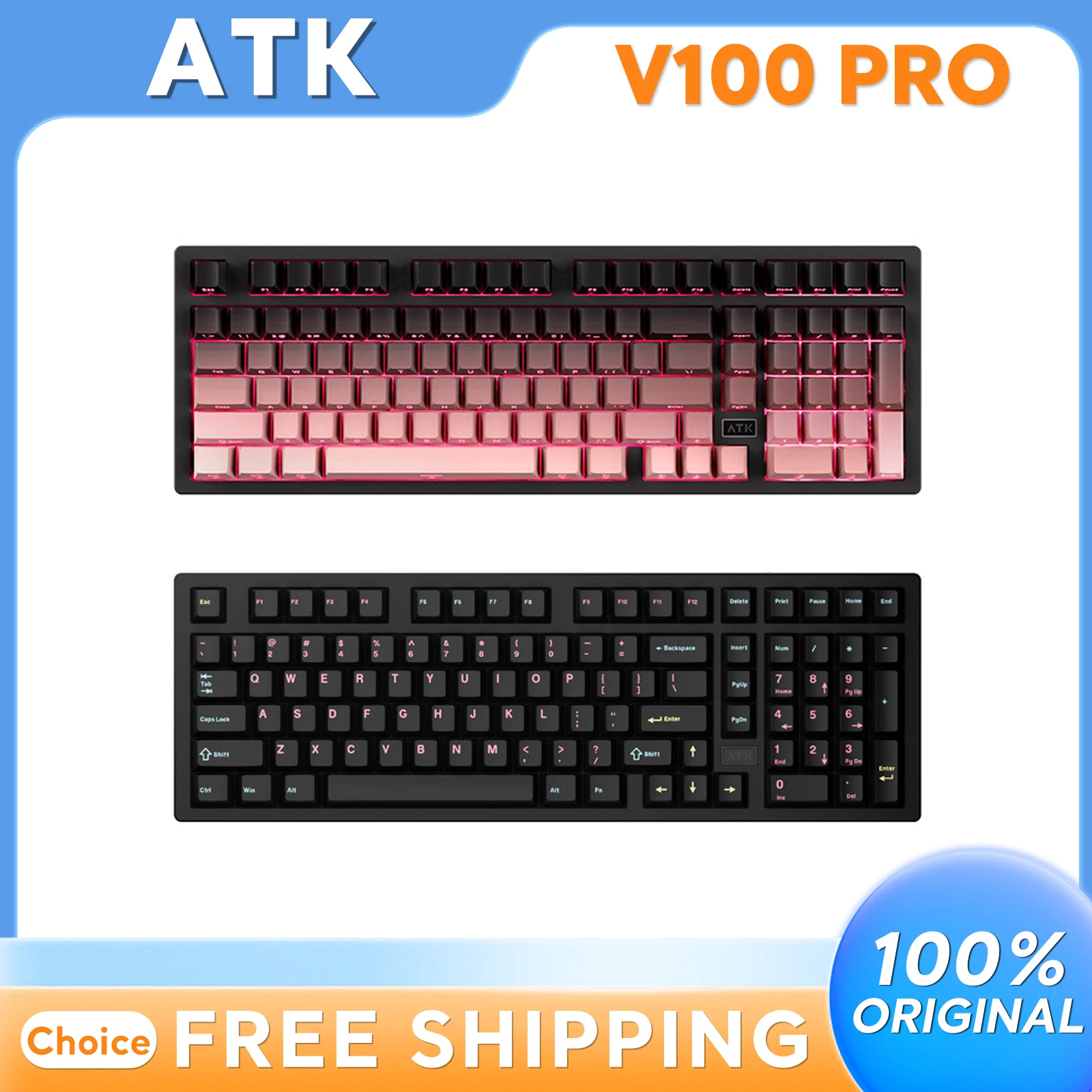 ATK V100 Pro Semi-Aluminum Mechanical Keyboard Low Latency Ergonomic Design Large Arrangement For Office And Gaming Gifts
ATK V100 Pro Semi-Aluminum Mechanical Keyboard Low Latency Ergonomic Design Large Arrangement For Office And Gaming Gifts
