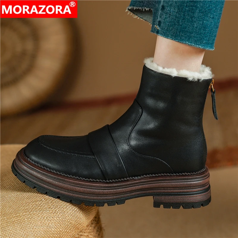 MORAZORA Size 34-41 New Genuine Leather Snow Boots Women Black Brown Ankle Boots Zipper Handmade Ladies Wool Winter Boots
MORAZORA Size 34-41 New Genuine Leather Snow Boots Women Black Brown Ankle Boots Zipper Handmade Ladies Wool Winter Boots